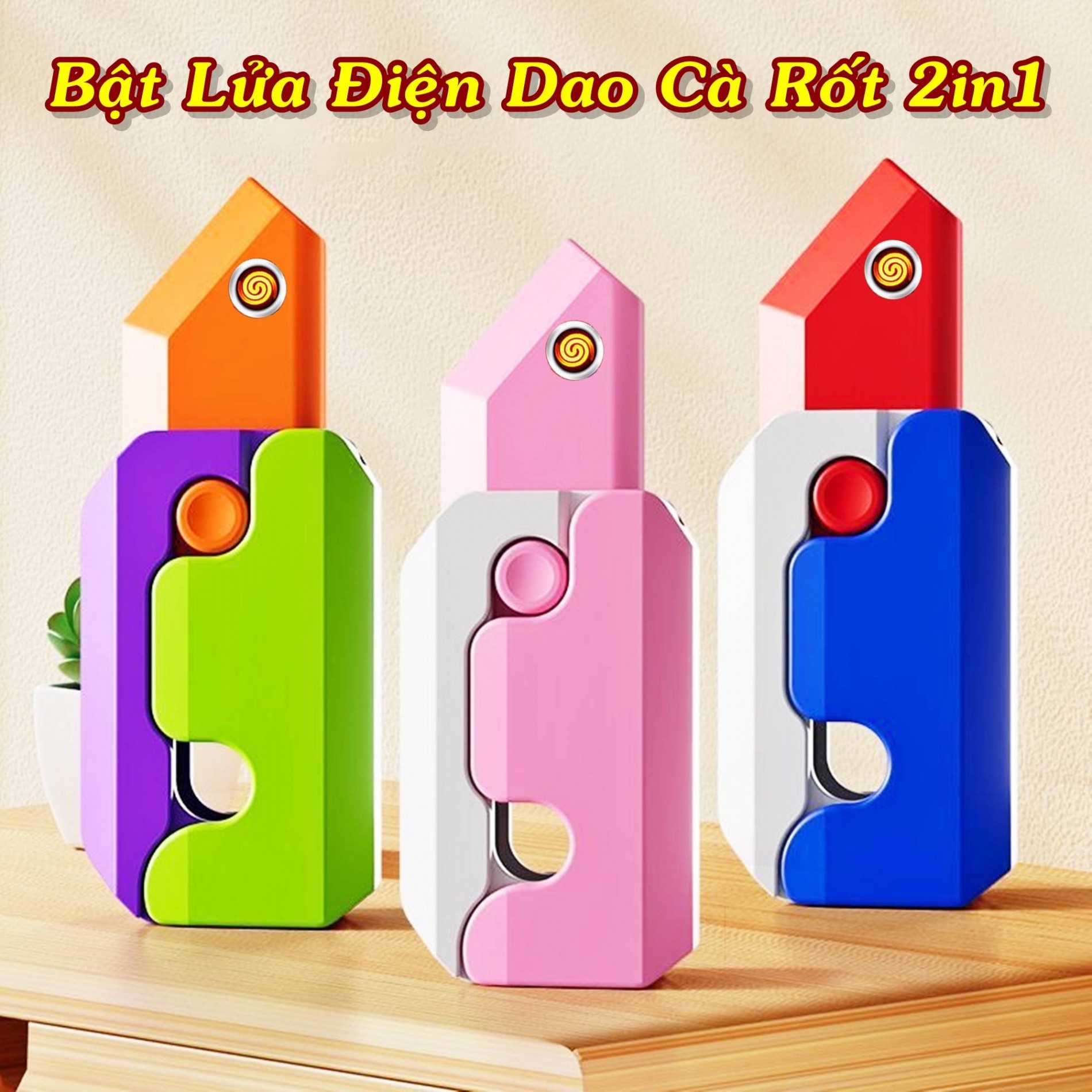 Bật lửa điện cà rốt 2in1 - sạc điện