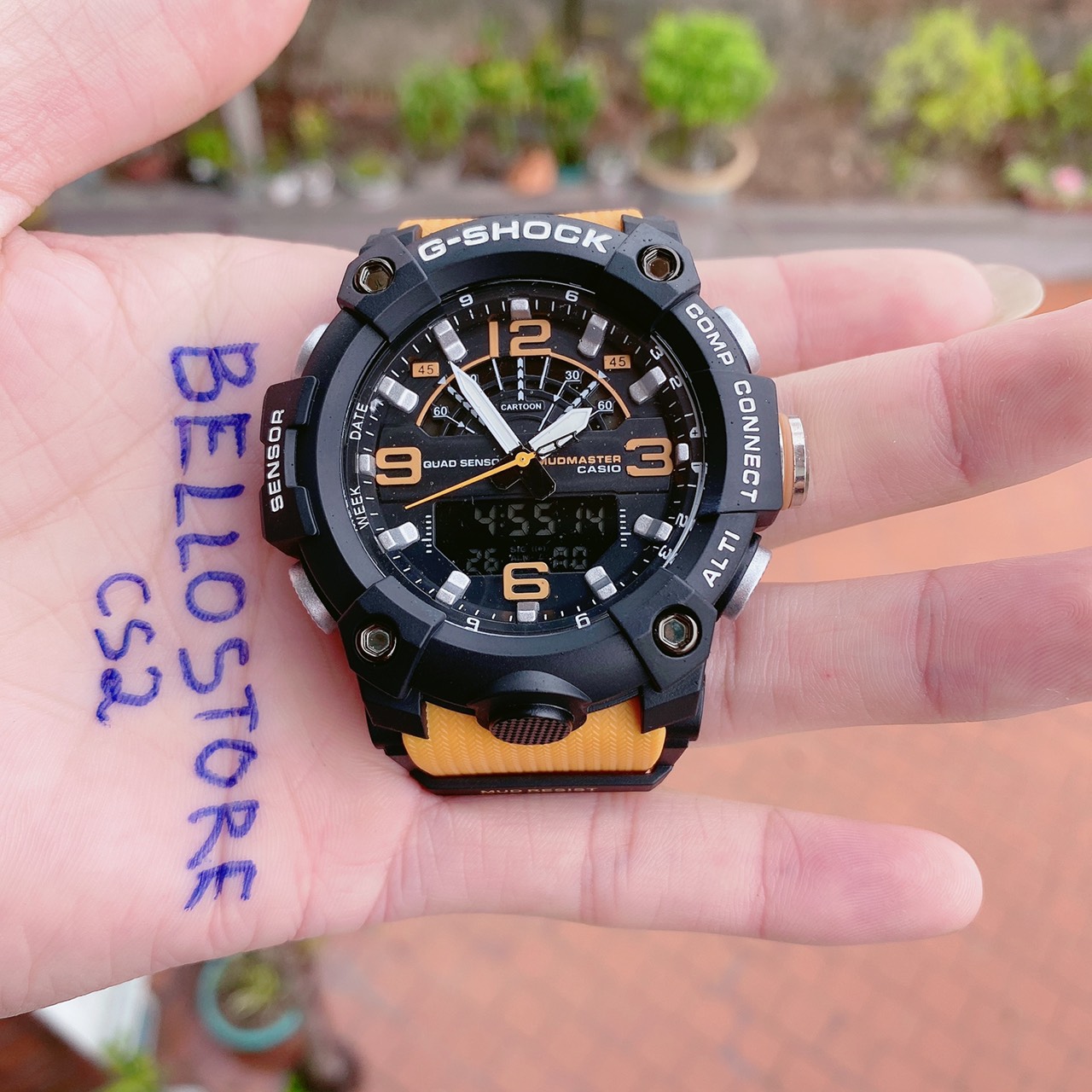 Đồng hồ thể thao G-Shock GG-B100 Màu Vàng Mặt Đen dây cao su,H-Set tự động,kim điện tử chống nước GShock B100