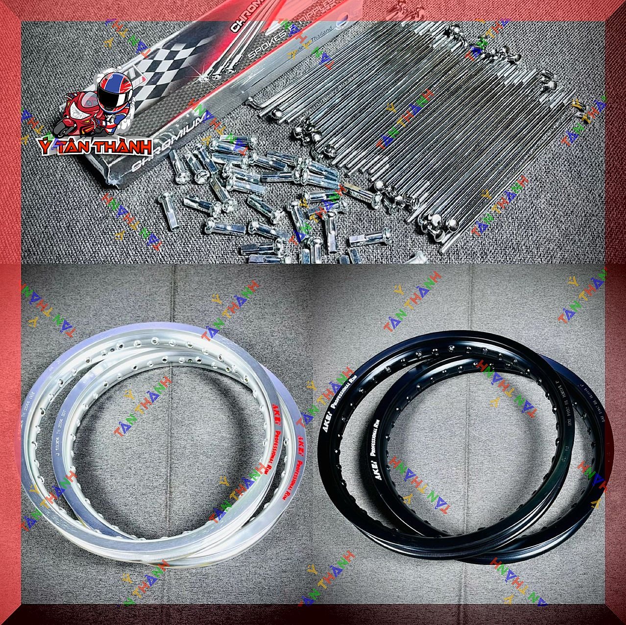 Niềng nhôm ekei 1.4-1.6-14 có căm crom cho xe tay ga ms44