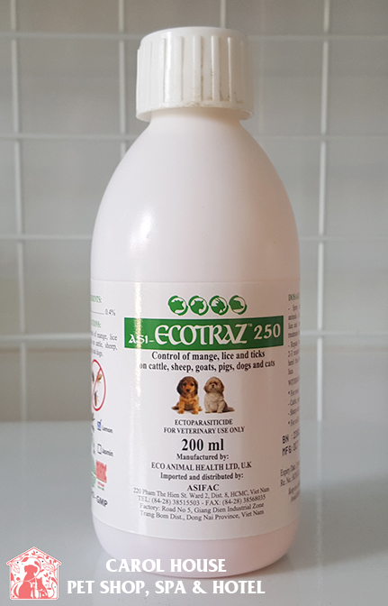 Dung dịch phun xit tắm ngăn ngừa ve bọ chét ghẻ Ecotraz 250
