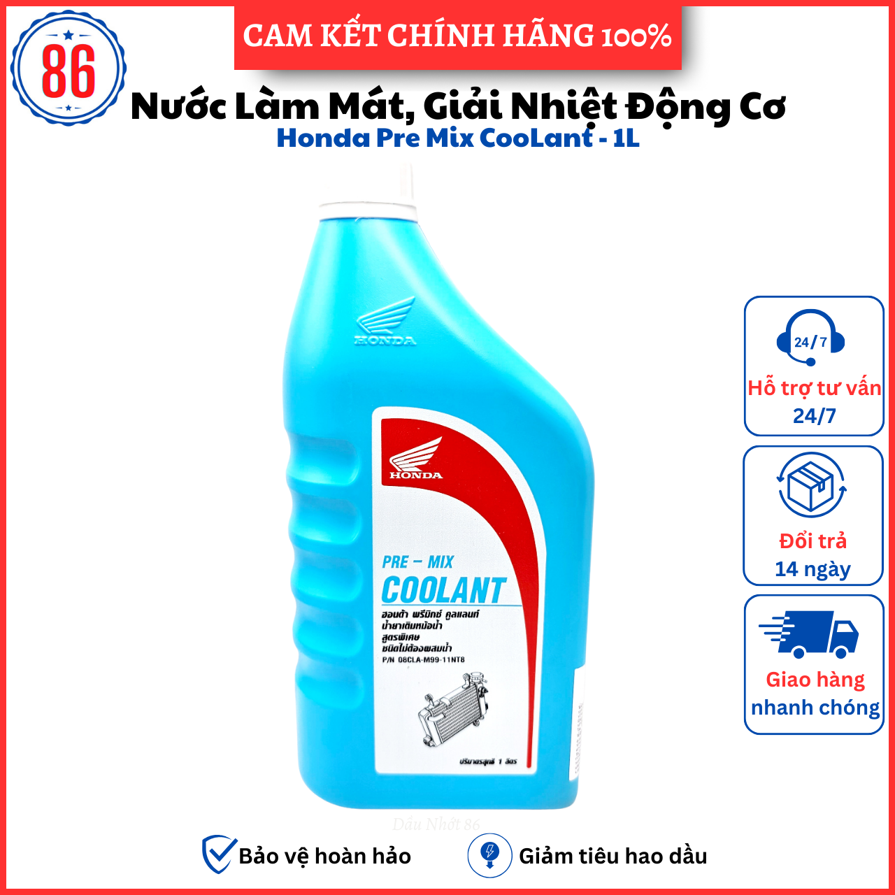 Nước làm mát xe máy Honda Thái Lan 1 lít Pre-mix Chính hãng
