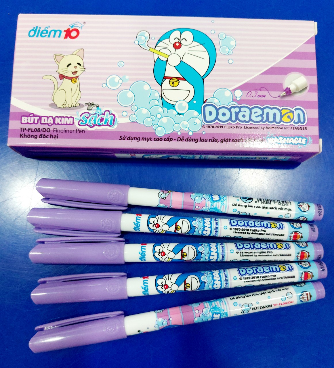 Hộp 10 bút lông Kim Thiên Long FL-08/DO mực tím dành cho học sinh tiểu học