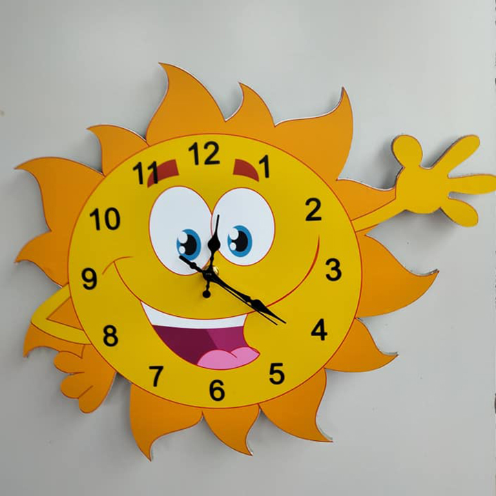 ( Freeship Max ) Đồng hồ treo tường kim trôi hình ông mặt trời ngộ nghĩnh cho trẻ em