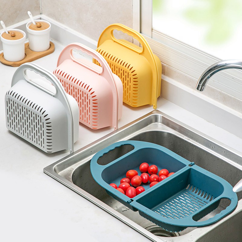 [ GẤP GỌN TIỆN LỢI ] - RỔ NHỰA GẤP GỌN GÁC BỒN RỬA CHÉN 2IN1 ĐA NĂNG - RỔ NHỰA 2IN1 TIỆN LỢI CÓ MÓC TREO