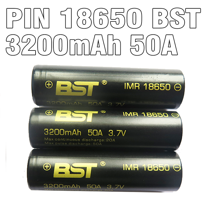 Pin sạc 3.7v 18650 BST 3200mah xả cao 50A (1 viên) pin có 2 đầu phẳng