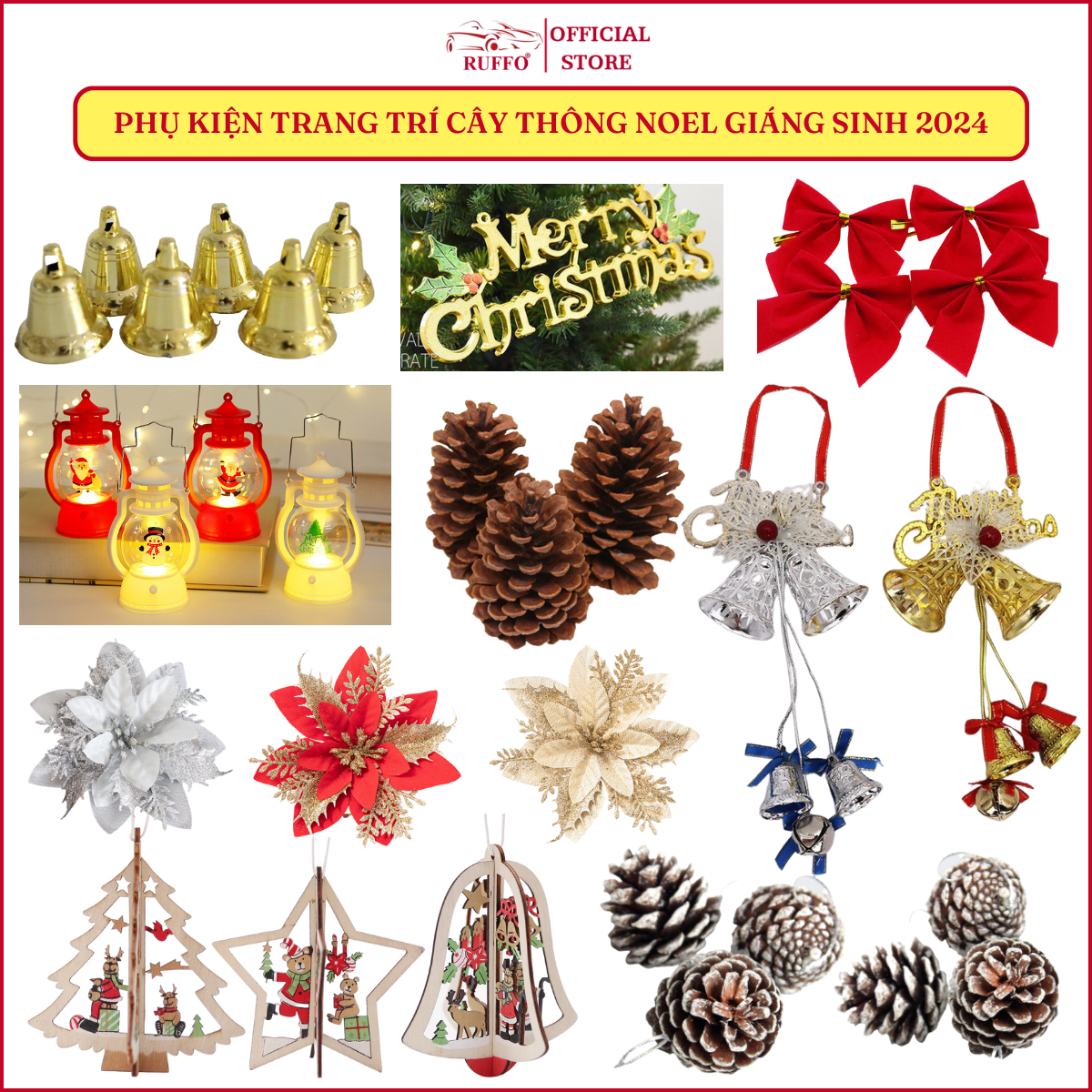  Phụ Kiện Treo Trang Trí Cây Thông Noel - Đồ Decor Giáng Sinh 2024 Ruffo Giá Rẻ Nhiều Mẫu Mã Cực Xinh 