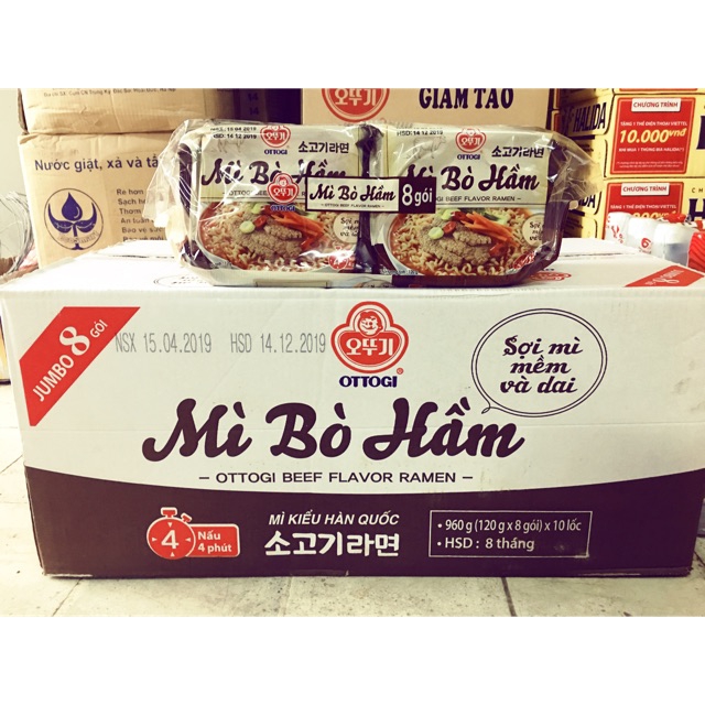 (SỐC) [HCM]Mì bò hầm kiểu Hàn lốc 8 gói 120g