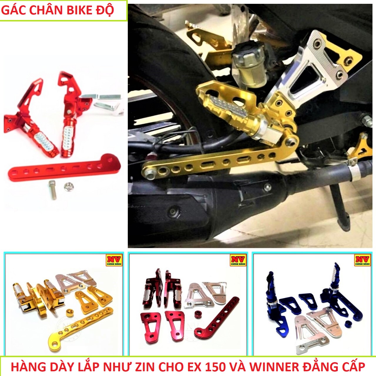 TRỌN BỘ GÁC CHÂN BIKE Exciter 150 HỢP KIM NHÔM CẮT CNC LOẠI ĐẸP HÀNG XỊN , BỘ GÁC CHÂN KIỂU CHO EX 150 , BỘ ĐỂ CHÂN SAU BIKE LOẠI XỊN SẮC NÉT , ĐỒ KIỂNG XE MÁY , PHỤ KIỆN ĐỘ XE MÁY