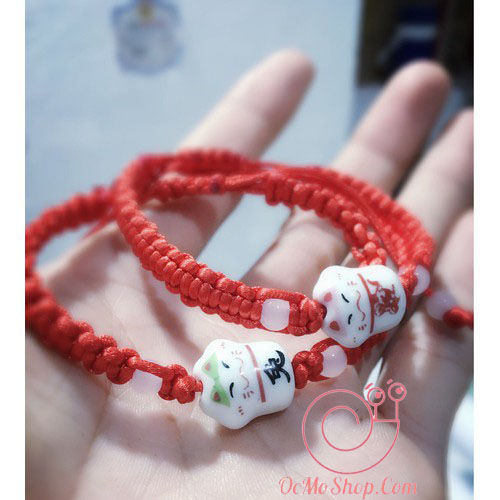 Vòng tay mèo sứ may mắn mẫu 2