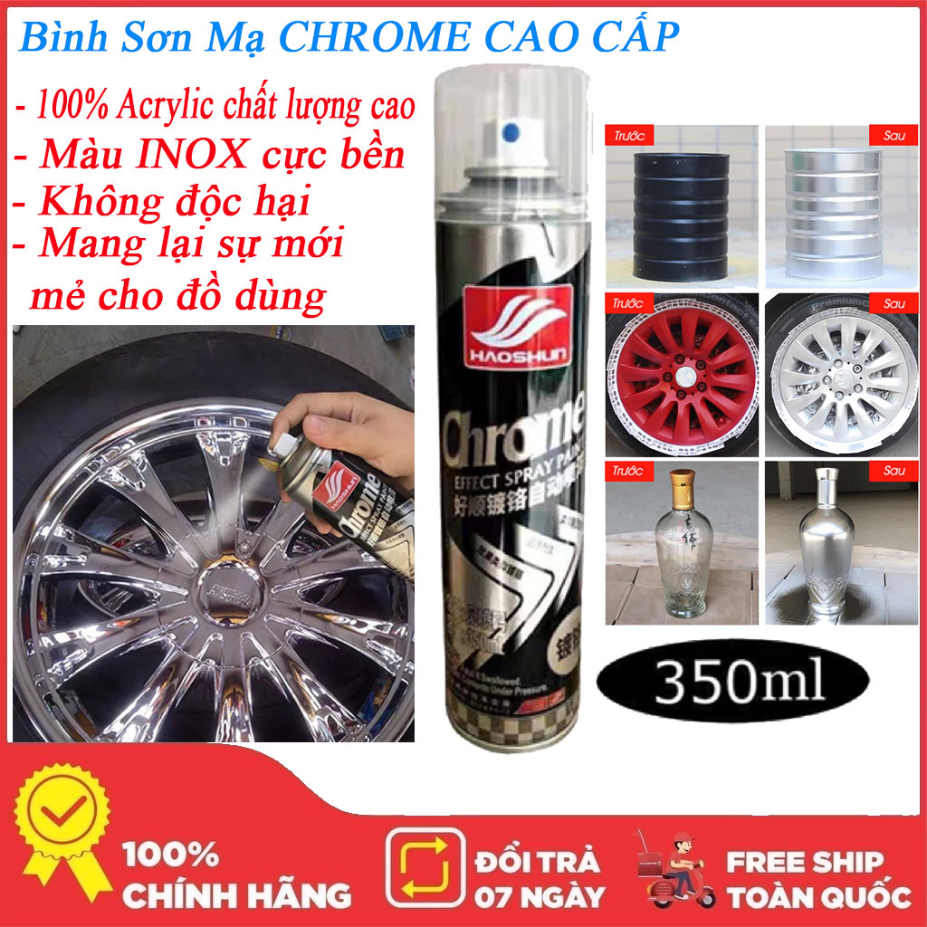 Sơn mạ chrome phù hợp sơn ngoài trời chống rỉ ,màu inox crom bạc loại cao cấp, Bình sơm mạ chrome, lọ sơn xịt chống sét gỉ, sơn mạ chrome bạc màu inox, chai xịt mạ inox, lọ sơn màu inox crom bạc loại cao cấp