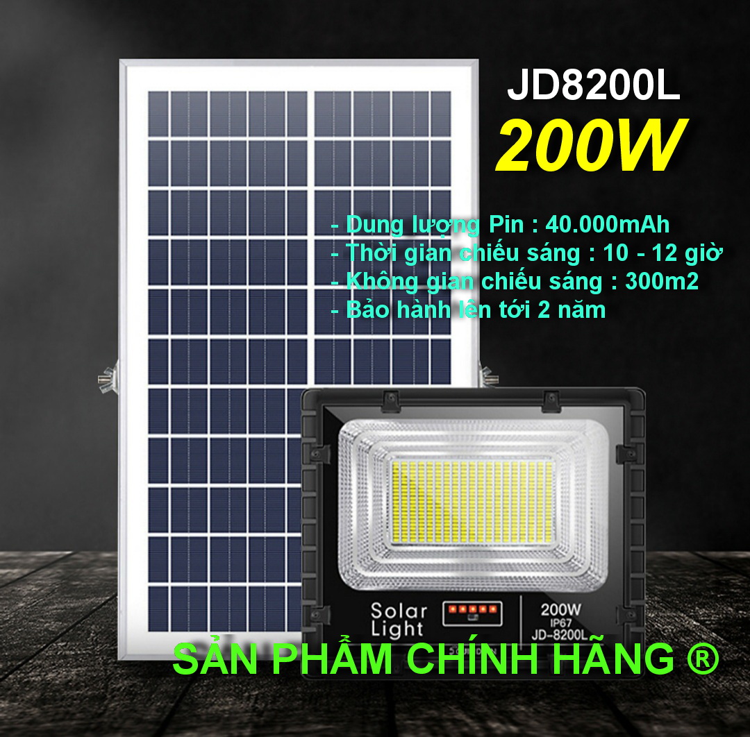 Đèn năng lượng mặt trời chính hãng jindian jd-8200l