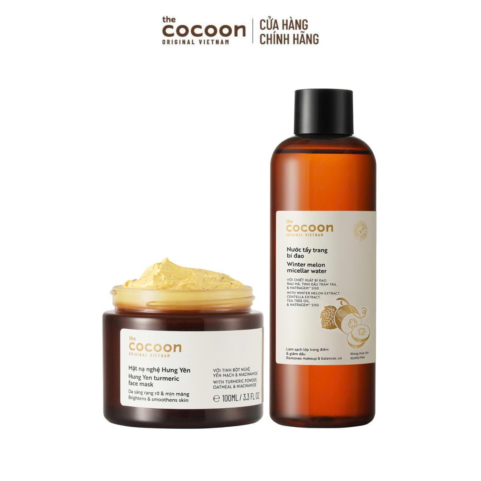 COMBO 1 Mặt nạ nghệ Hưng Yên Cocoon 100ml + 1 Bigsize Nước Tẩy trang bí đao 500ml
