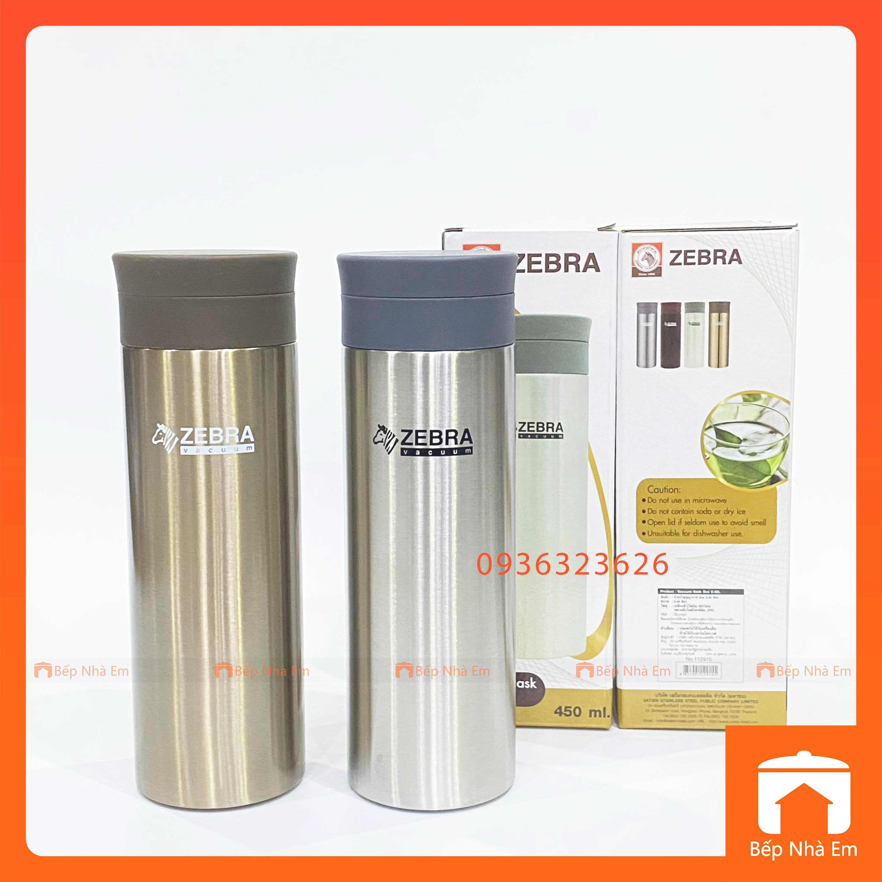 Bình giữ nhiệt zebra eva có vỉ lược 0.45l - hàng nhập khẩu thái lan