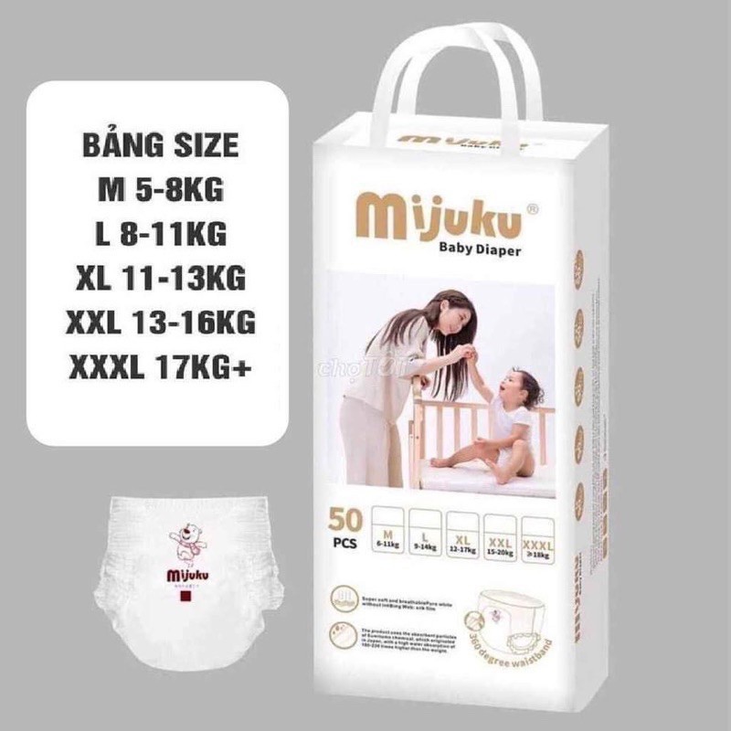 [HCM]Tã quần mijuku M50 / L50 / XL50 / XXL50 / XXXL50 miếng siêu mỏng mền mại