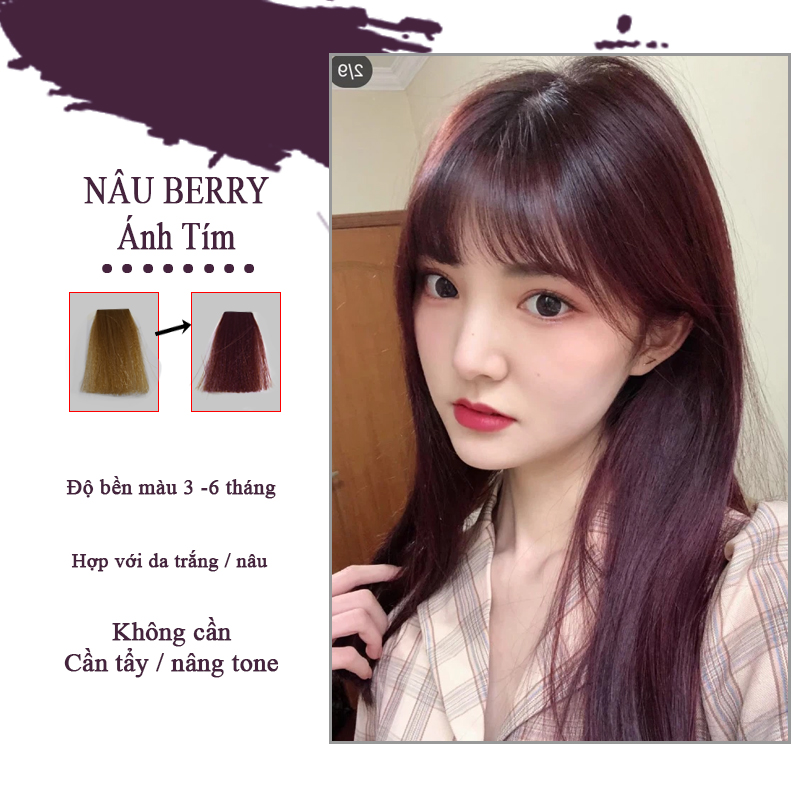 Thuốc nhuộm tóc màu NÂU BERRY không cần thuốc tẩy tóc coiang88
