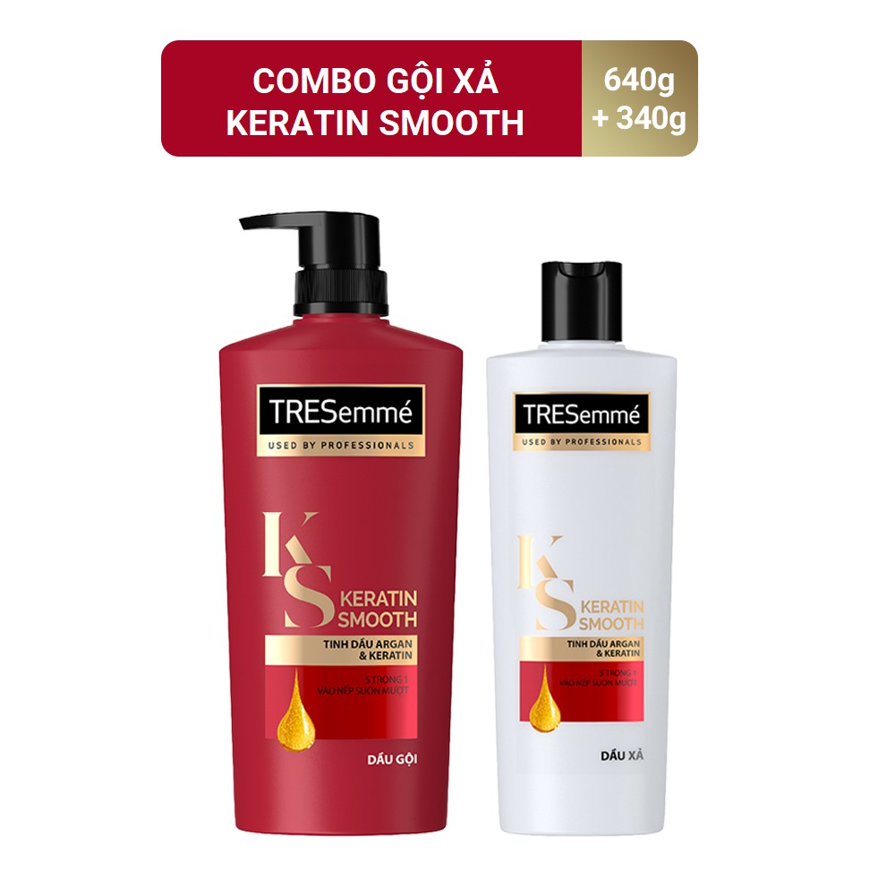 Bộ sản phẩm Tresemme Keratin Smooth gội 650g + xả 340g