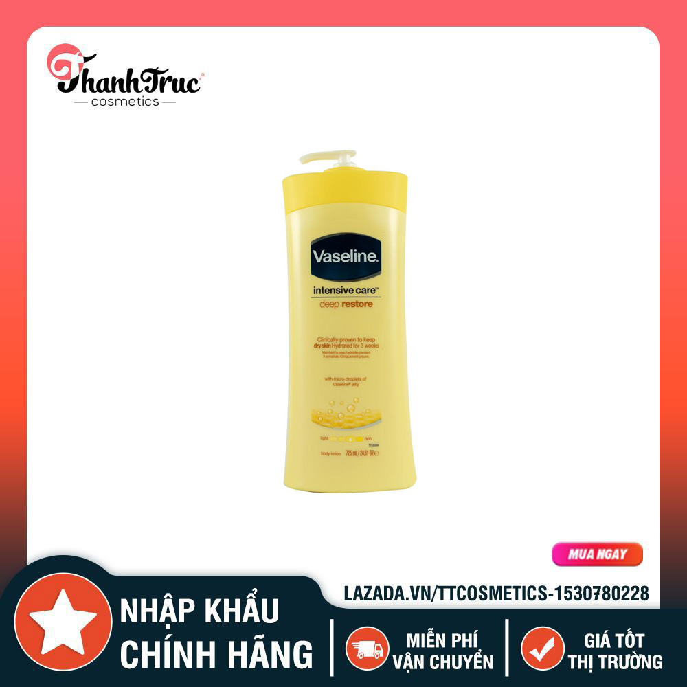 Sữa dưỡng thể trắng da vaseline intensive care deep restore 725ml mỹ
