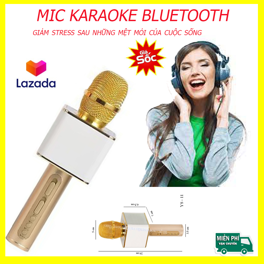 Mic hát karaoke bluetooth YS11, Mic hát karaoke cao cấp. Hàng chuẩn, Hút âm tốt, Âm trong veo, giúp bạn giảm stress sau những giờ làm việc mệt mỏi.Mua ngay giá giảm sốc.