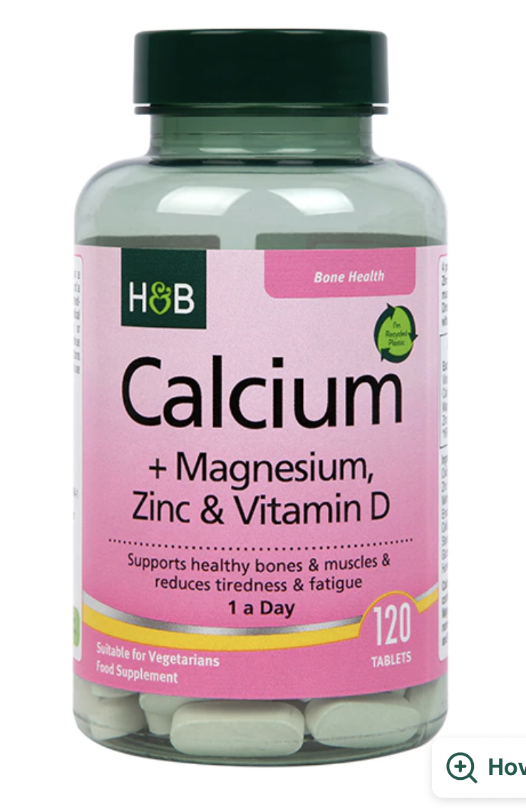 Viên uống chống loãng xương Canxi Holland & Barrett bổ sung magie, kẽm và Vitamin D3 120 viên 1000mg