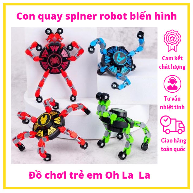 Combo 4 con quay spiner robot biến hình Thông Minh Cho Bé, 1 Con quay đồ chơi giải trí giúp giảm căng thẳng, giúp bé sáng tạo