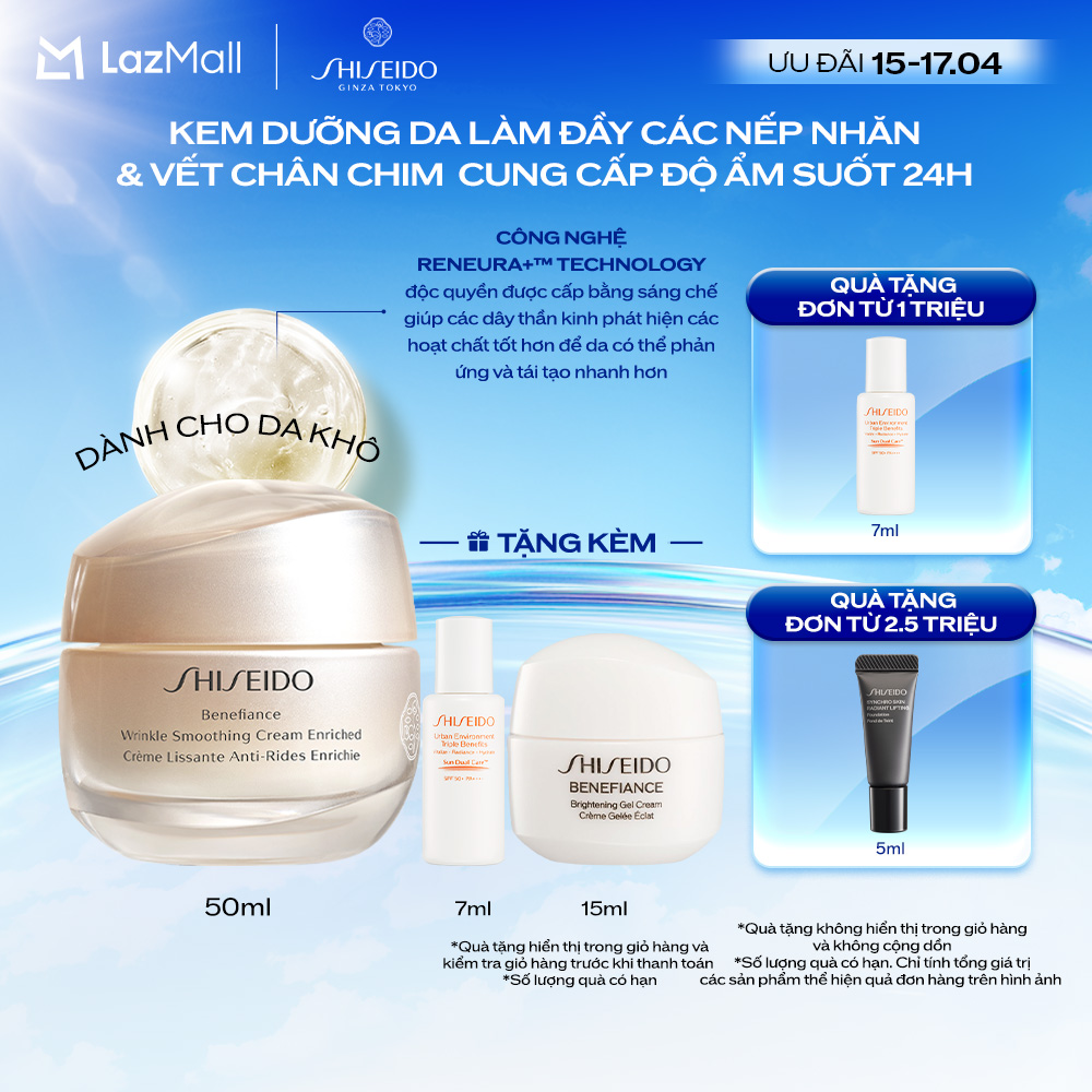 Kem dưỡng da chống lão hóa giàu ẩm Shiseido Benefiance Wrinkle Smoothing Cream Enriched 50ml