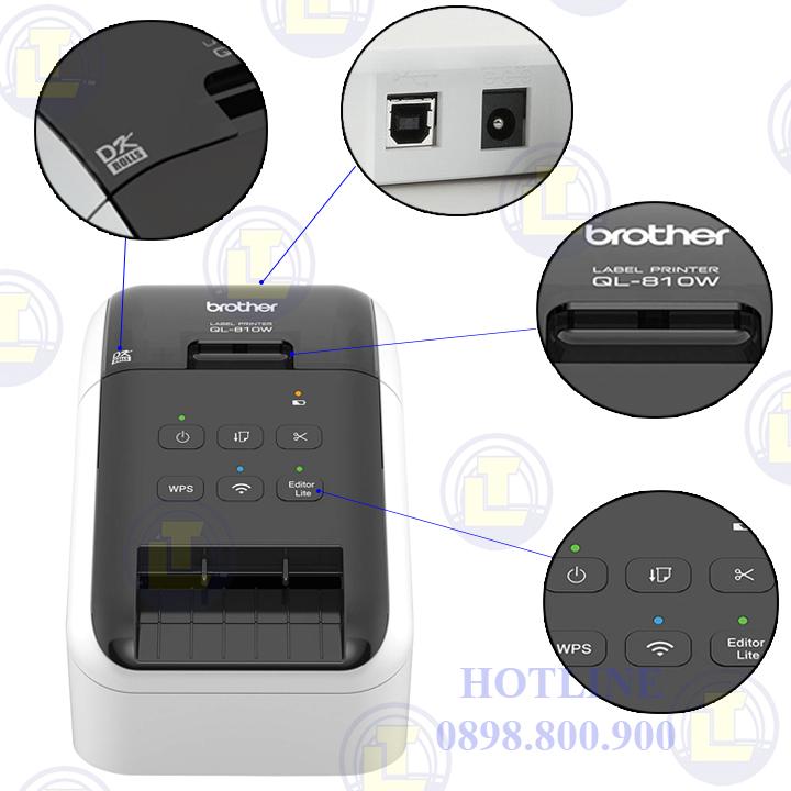 Máy in nhãn giấy khổ nhỏ kết nối Wireless Brother QL-810W