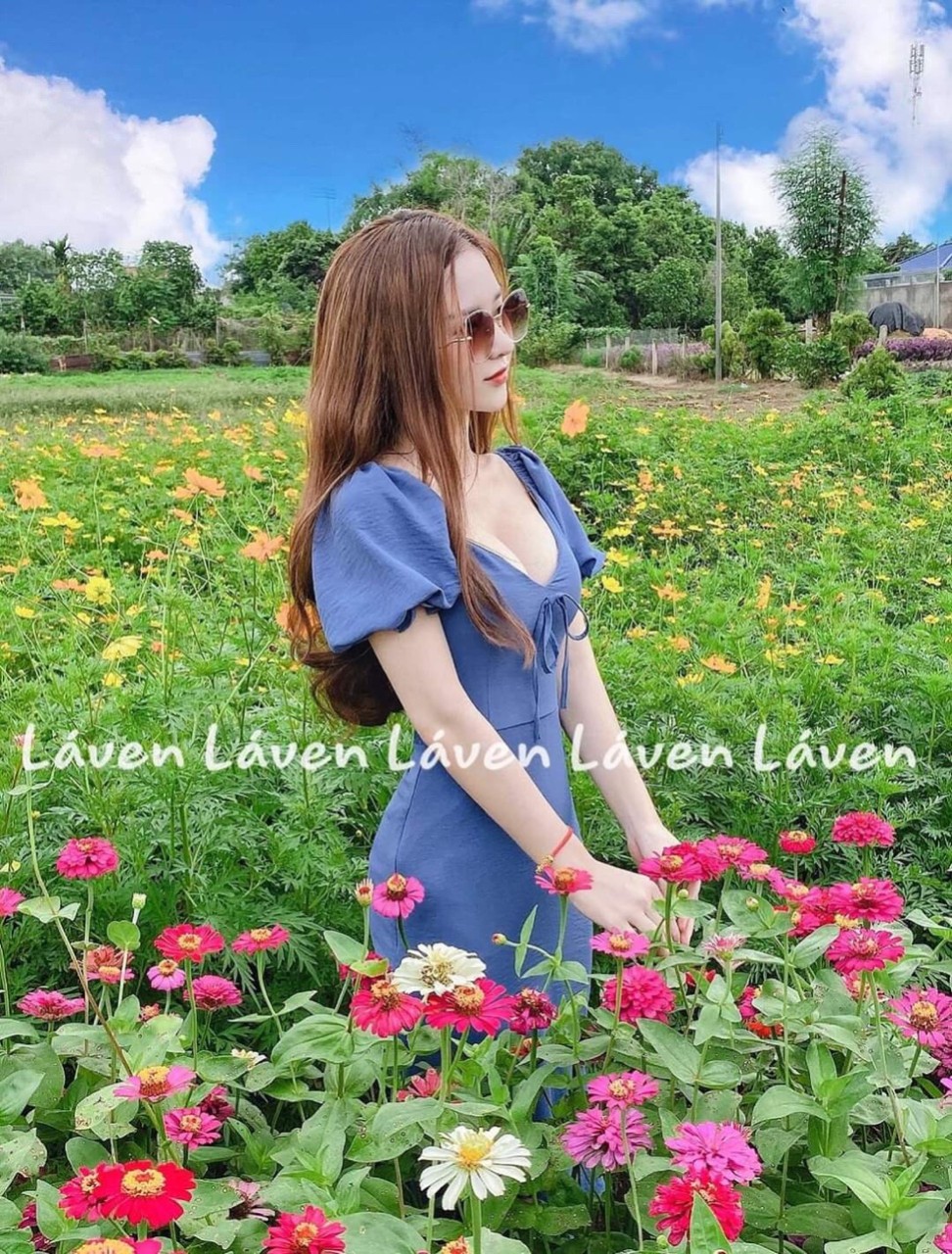 Đầm maxi cột nơ ngực tay con siêu xinh