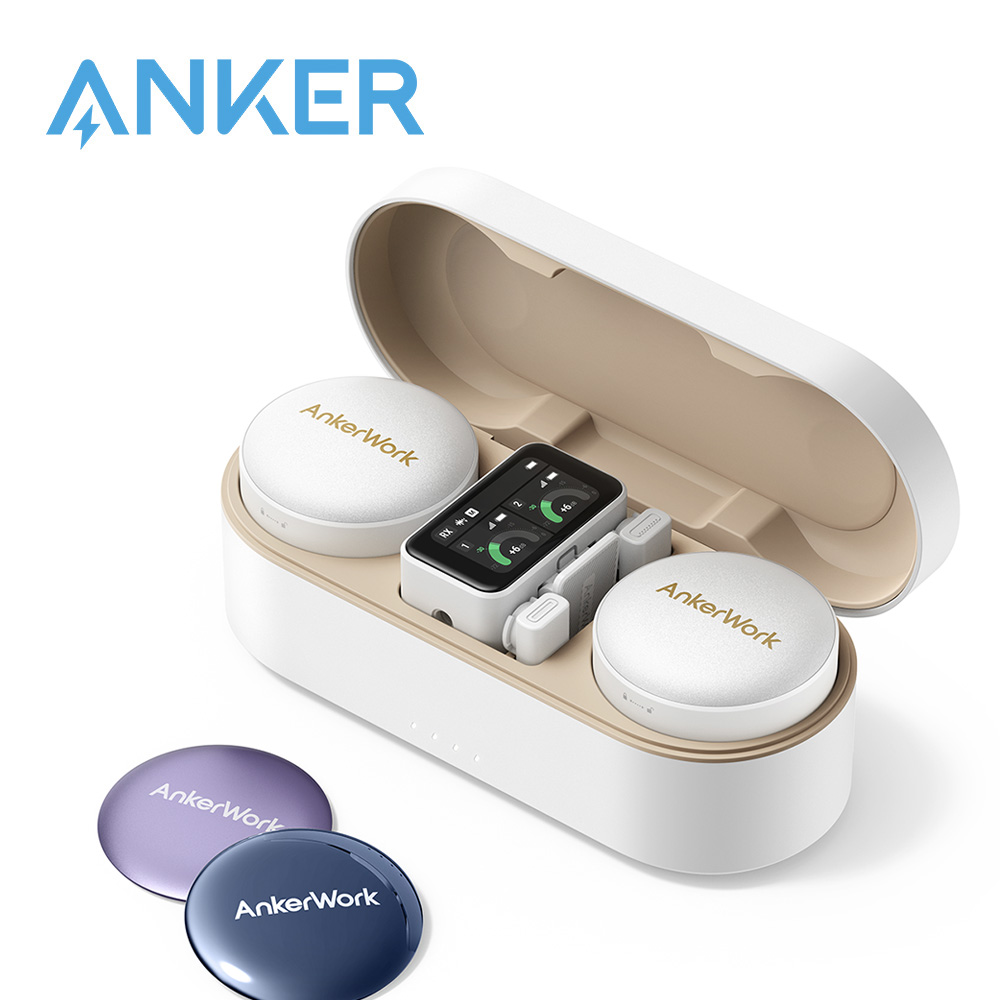 AnkerWork M650 Wireless Lavalier Microphone, Pro Noise Cancellation, SColorful Covers, 2-Channel Quality Pickup, 200m Transmission, 15H Battery, Easy to Use for Vlogsv