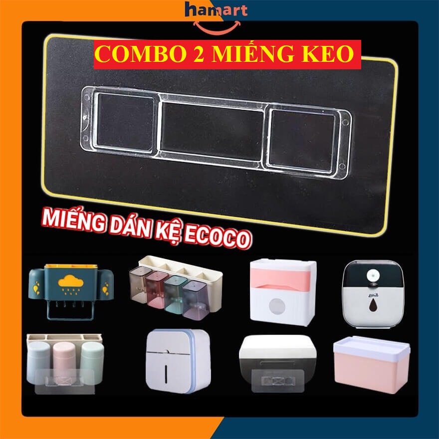 [HCM] Combo 02 Miếng Keo dán kệ đựng bàn chải và kem đánh răng Ecoco - Keo dán hộp, kệ đựng giấy vệ sinh Ecoco