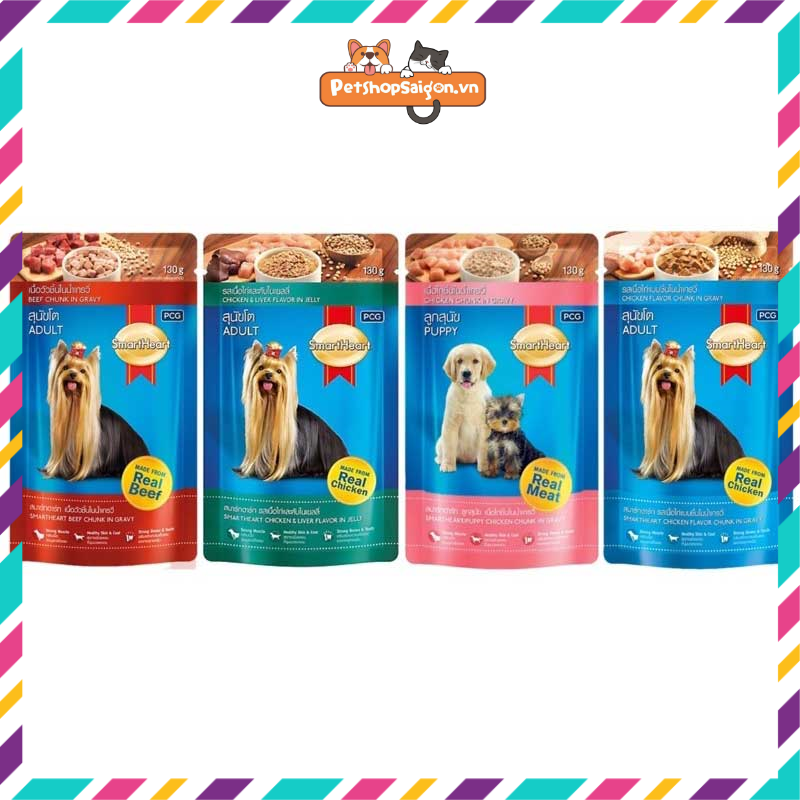 12 gói pate cho chó Smartheart 130g - mix vị - Thái Lan