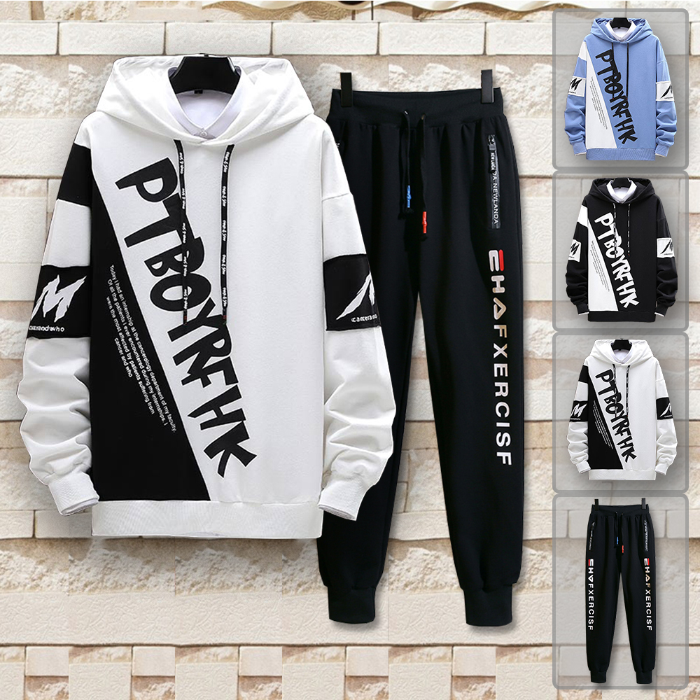 Bộ Quần Áo Nỉ Nam Thu Đông Áo Hoodies PTBOYRFHK Có Mũ Trùm Đầu Kết Hợp Quần Jogger Phối Chữ Basic Thời Trang Hot Trend 4HER SET GHEP TOP 146 + JOGGER 75