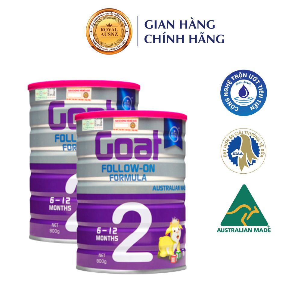 Combo 2 Sữa Dê Hoàng Gia Úc Goat Infant Formula 2 Bổ Sung Dinh Dưỡng Cho Bé ROYAL AUSNZ 800g