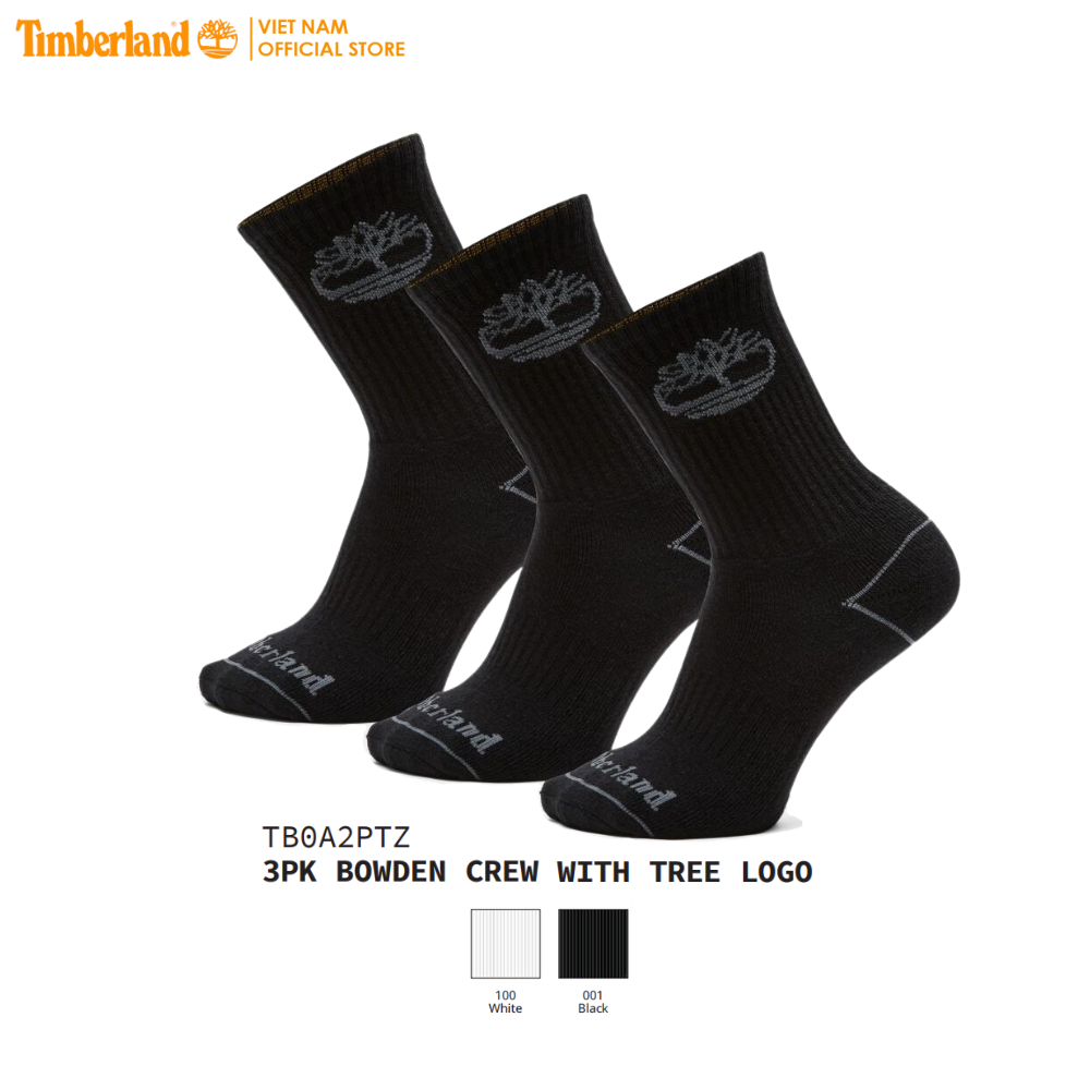 Timberland combo 3 đôi vớ nam - 3pk bowden crew with tree logo tb0a2ptz