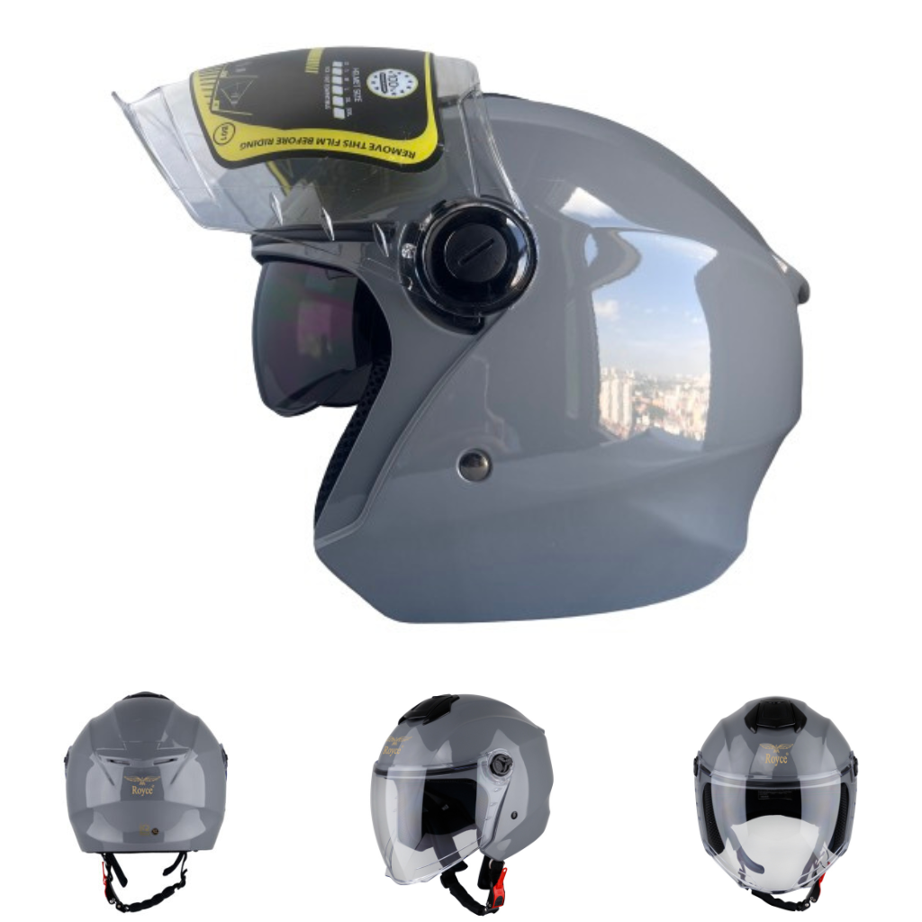 Mũ bảo hiểm trùm đầu cao cấp tích hợp 2 kính Royce XH01 màu Xám xi măng