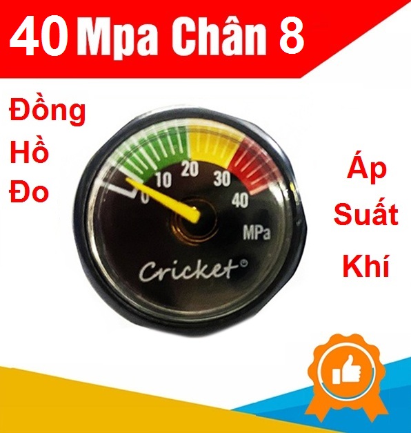 Đồng hồ đo áp suất Chân 8 - Max 40mpa (màu ĐEN nhiều màu) (loại Nhỏ) - đồng hồ đo áp nén khí, đồng hồ đo cao áp, đồng hồ đo áp suất xe, bơm áp suất, ti bơm, van bơm, vòi bơm, ron, giong, roan, doăng, doang, roăng