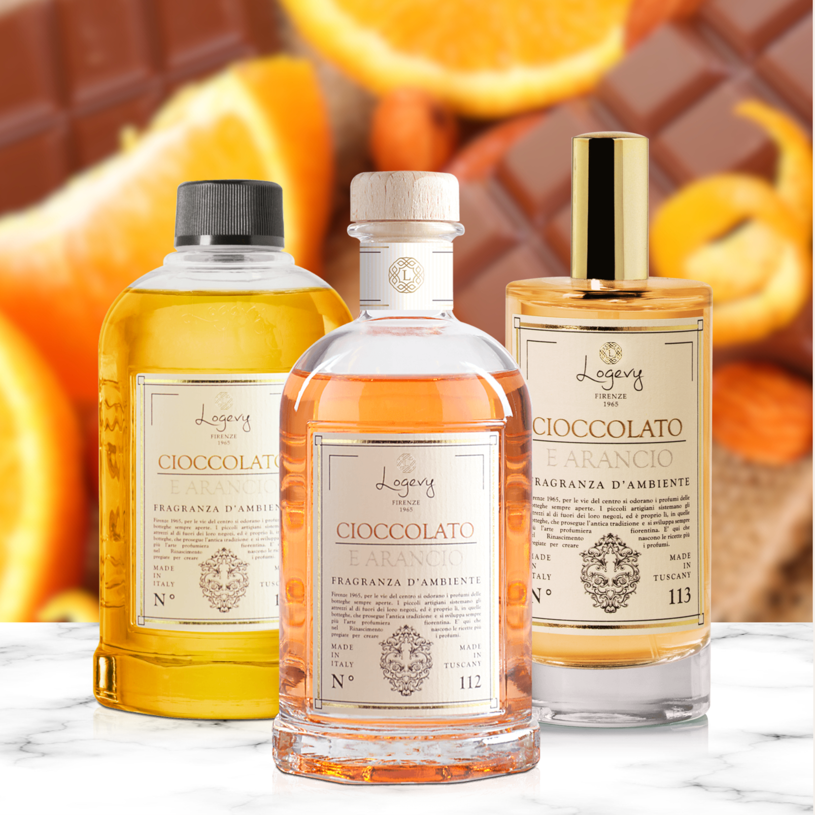 Nước Hoa Nội Thất Italy LOGEVY CIOCCOLATO E ARANCIO Hương Socola Cam tinh dầu thơm chocolate