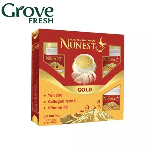 [ TẶNG THÊM 01 LỌ] Hộp Lốc Nước Yến Nunest Gold 70ML*6