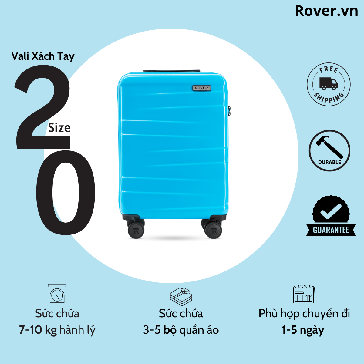 Vali kéo du lịch cao cấp ROVER One - Size Xách tay (Size 20)