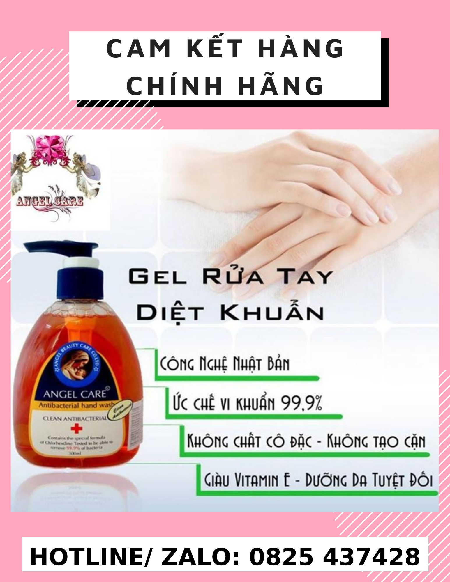 Combo 3 chai gel rửa tay diệt khuẩn Angel Care