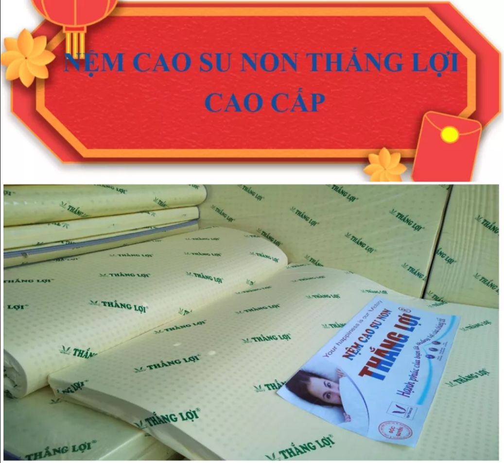 Nệm cao cấp - nệm cao su non thắng lợi đủ size từ 1m đến 2m2 độ dày 5cm, 10cm, 15cm, 20cm