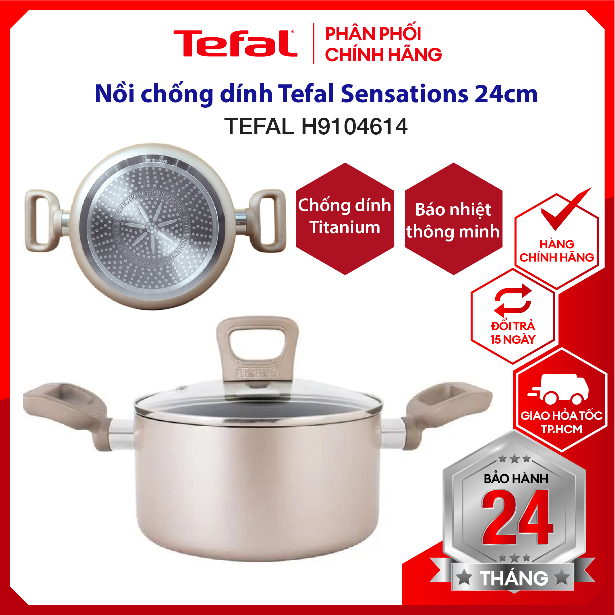 |HỎA TỐC 2H| Nồi chống dính, nồi đáy từ Tefal Sensations có 3 size: 18 -20 - 24cm, dùng mọi loại bếp,bảo hành 2 năm