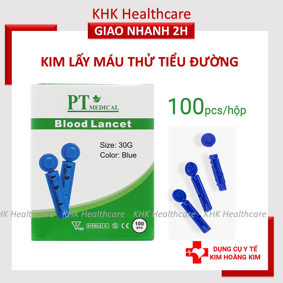 Kim lấy máu tròn cho máy đường huyết PT MEDICAL Blood Lancets hộp 100 Kim