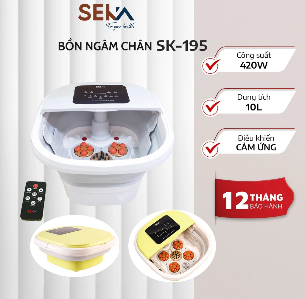 Bồn Ngâm Chân Massage Hồng Ngoại Tự Động SEKA SK195 Gấp Gọn Điều Khiển Từ Xa Màn Cảm Ứng Tiếng Việt