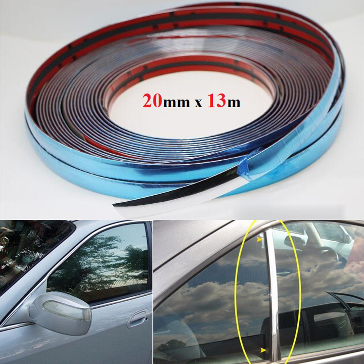 Nẹp chân viền kính ô tô mạ crom bản rộng 20mm