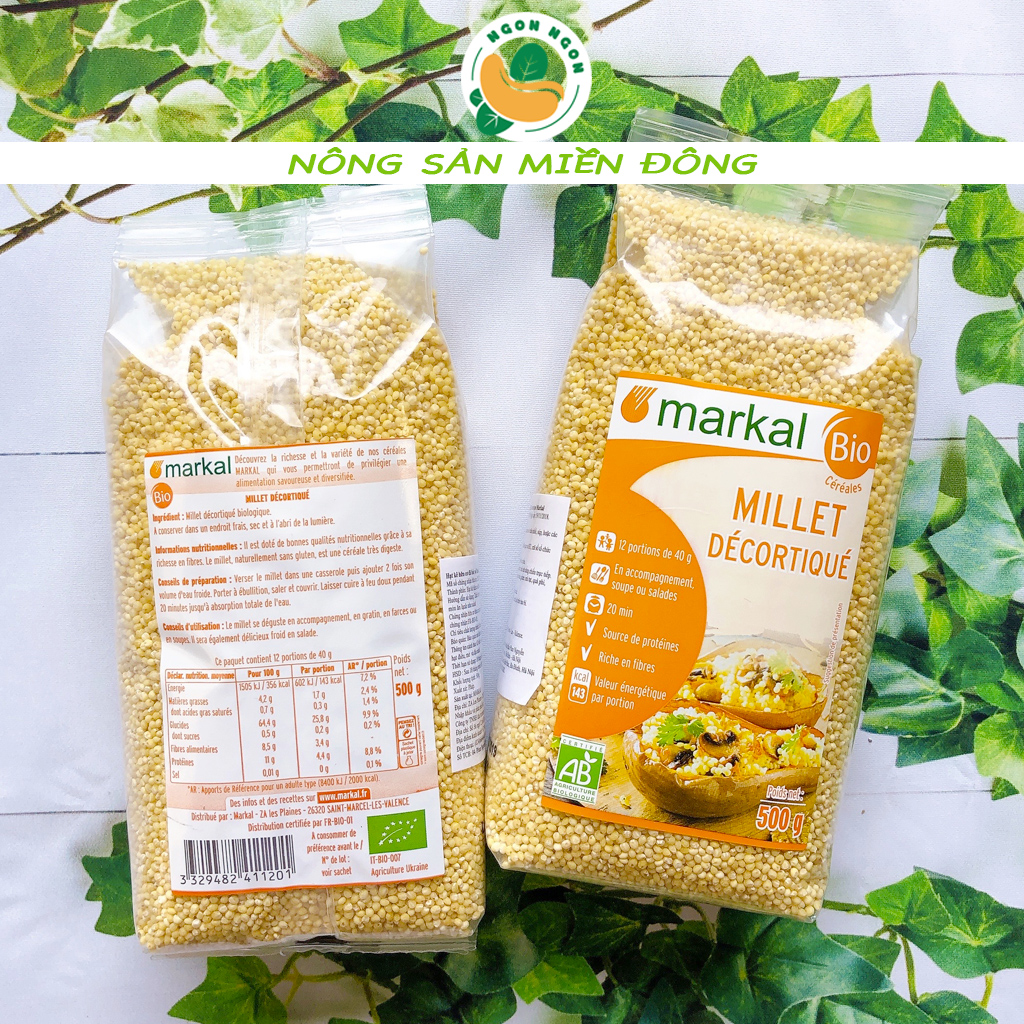Hạt kê vàng hữu cơ đã tách vỏ Markal 500g