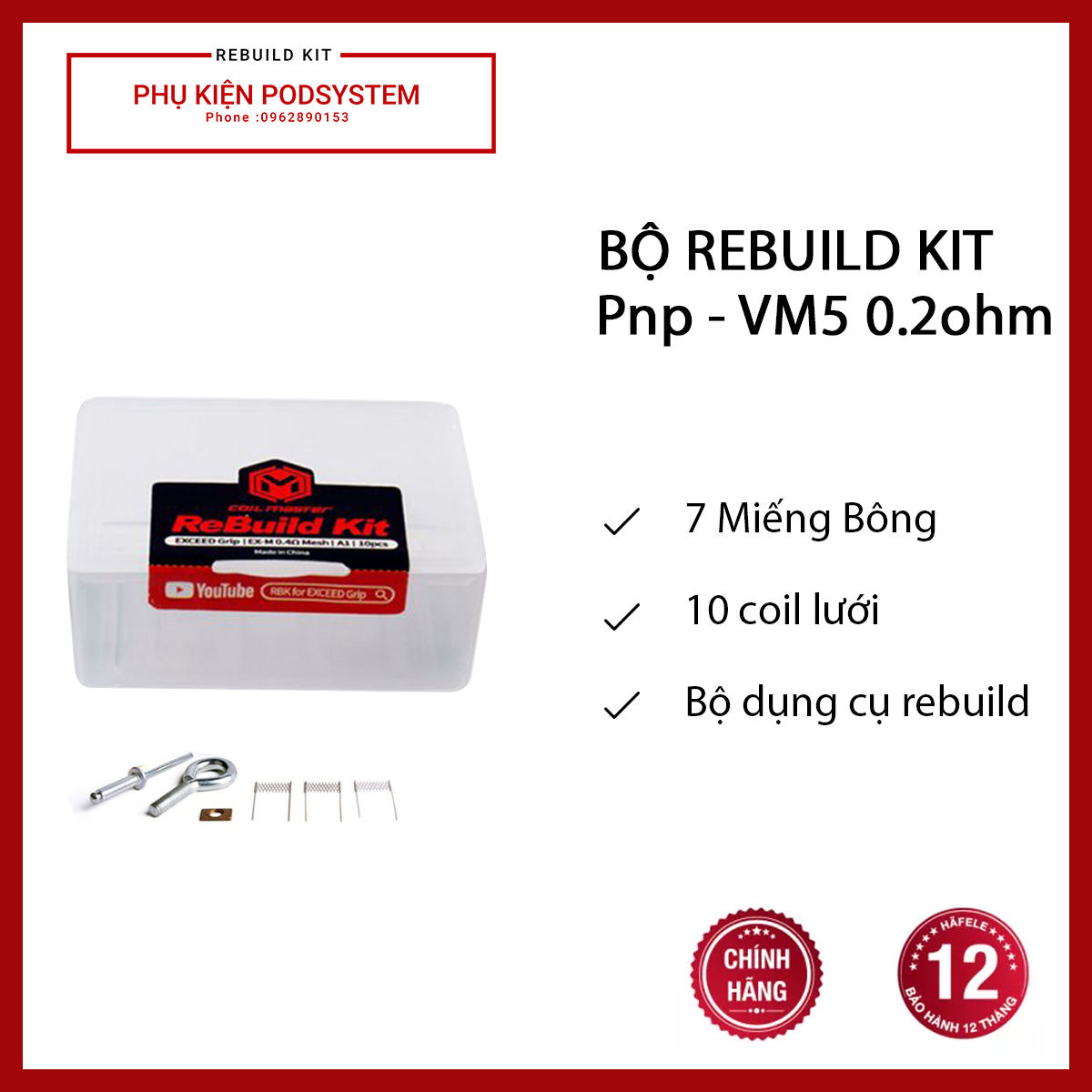 Bộ Rebuild Kit Pnp-Vm5 0.2ohm - Rebuild occ 0.2 cho Vinci/Drag/Argus - Hàng chính hãng