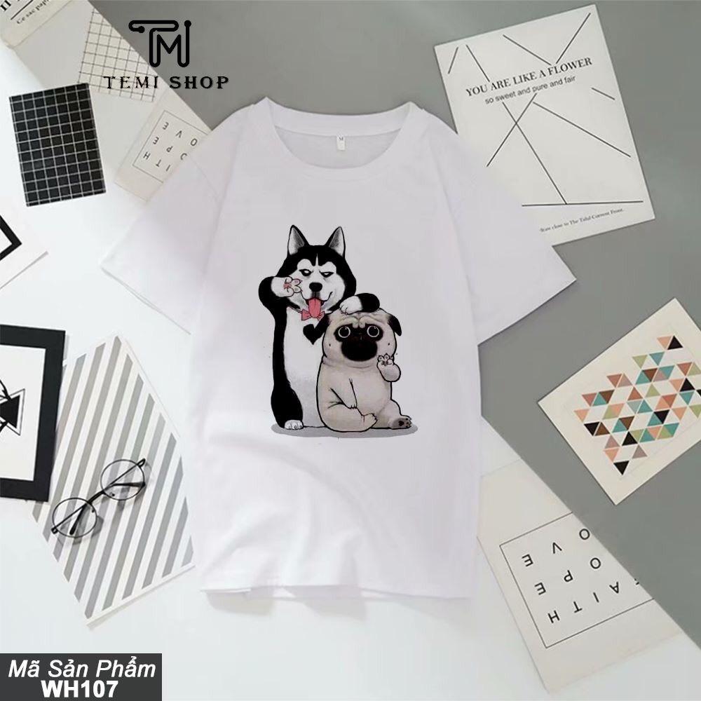 Áo thun unisex hai chó vui vẻ có bigsize