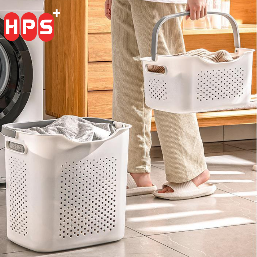 Giỏ đựng quần áo bẩn đa năng, kết hợp giỏ nhỏ đựng đồ lót, có quai xách nhựa PP cứng cáp thiết kế hiện đại