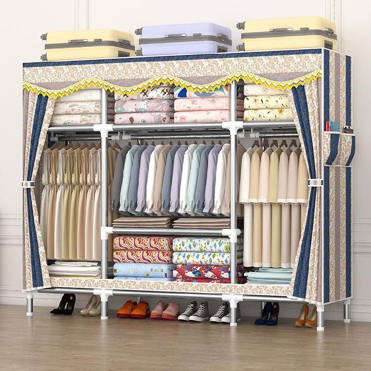 Tủ đựng quần áo tủ vải khung thép titan 4 buồng cỡ lớn ngang 1m7 khung thép cỡ lớn