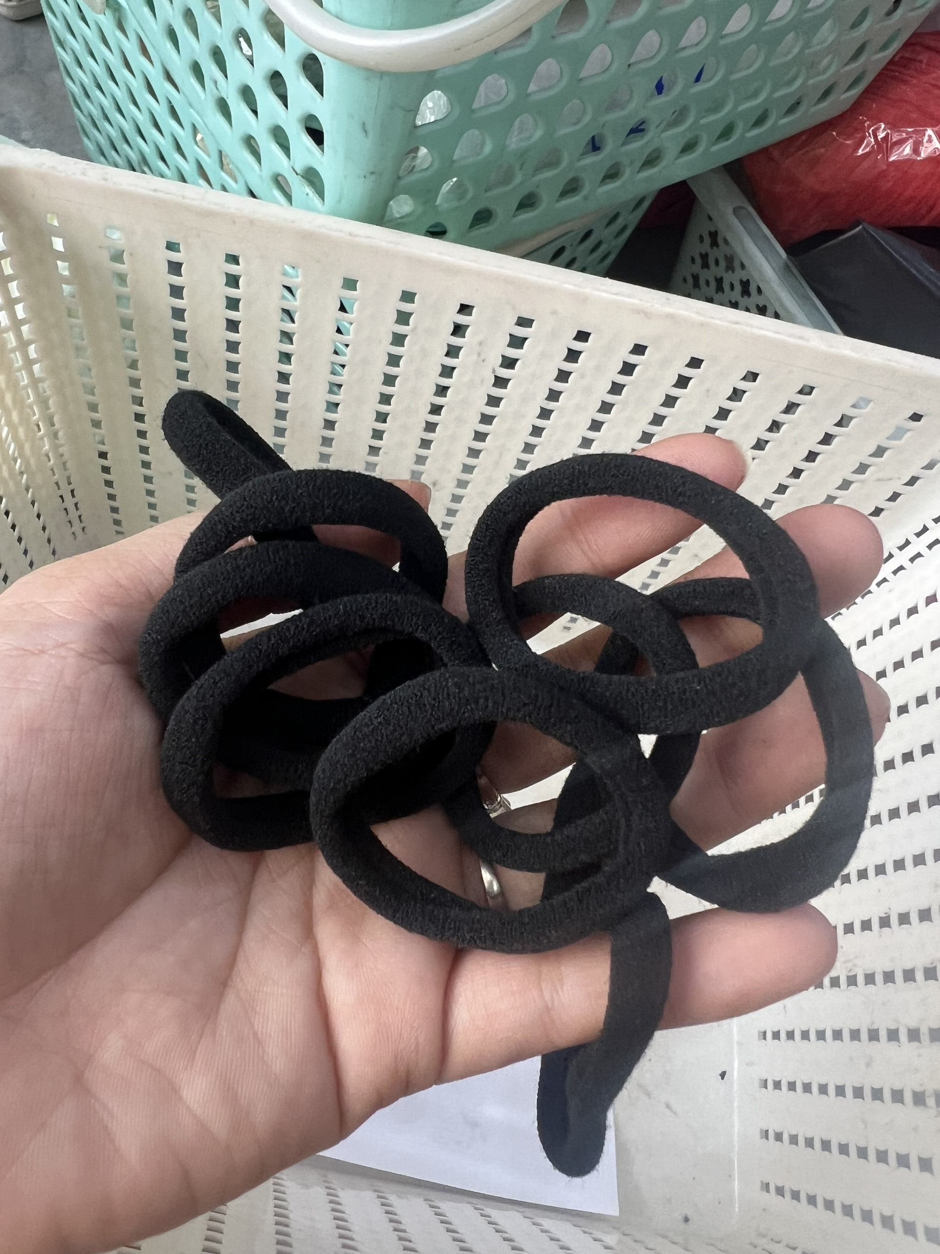 Dây buộc tóc / cột tóc trơn làm sản phẩm handmade đen - set 10 cái